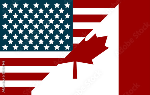 USA and Canada flags. Flags in flat style