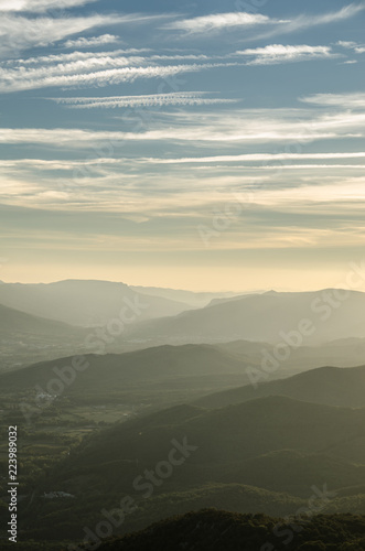 Landscape of mountains in different orientations