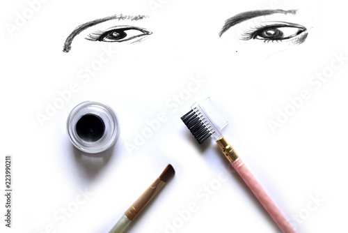 Eye makeup bursar isolated on white background photo