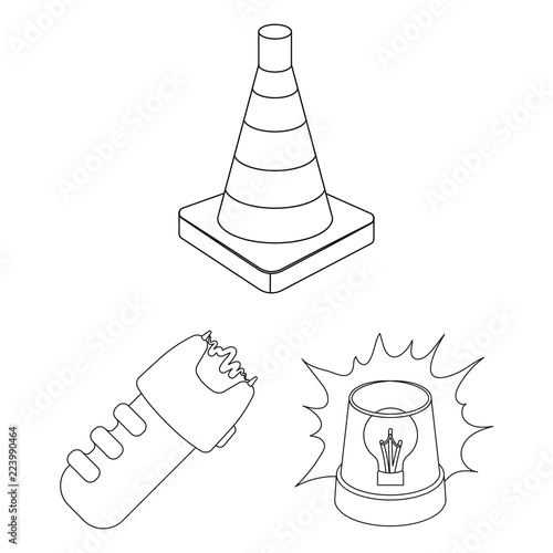Police, Department outline icons in set collection for design.Detective and accessories vector symbol stock web illustration.