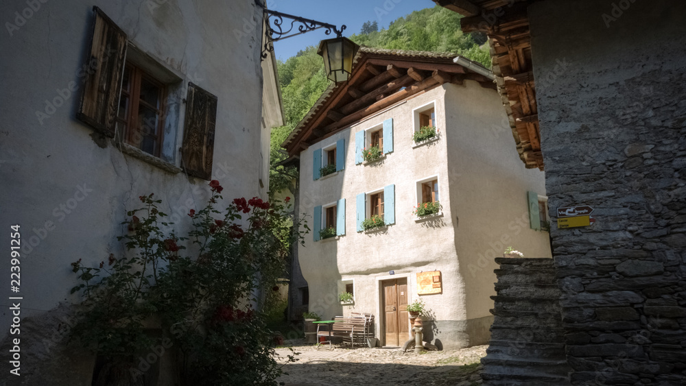 When walking in the Val Bregaglia (Graubunden, Switzerland) one passes through the gorgeous village of Soglio in the district of Maloja in the Swiss canton of Graubunden close to the Italian border. 