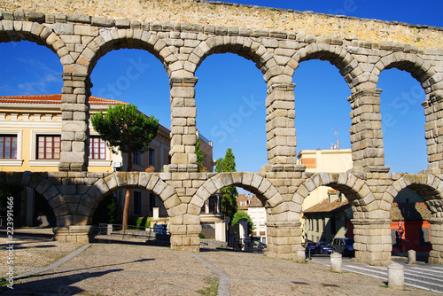 Architecture of Segovia medieval city - The Aqueduct of Segovia, Spain, Europe