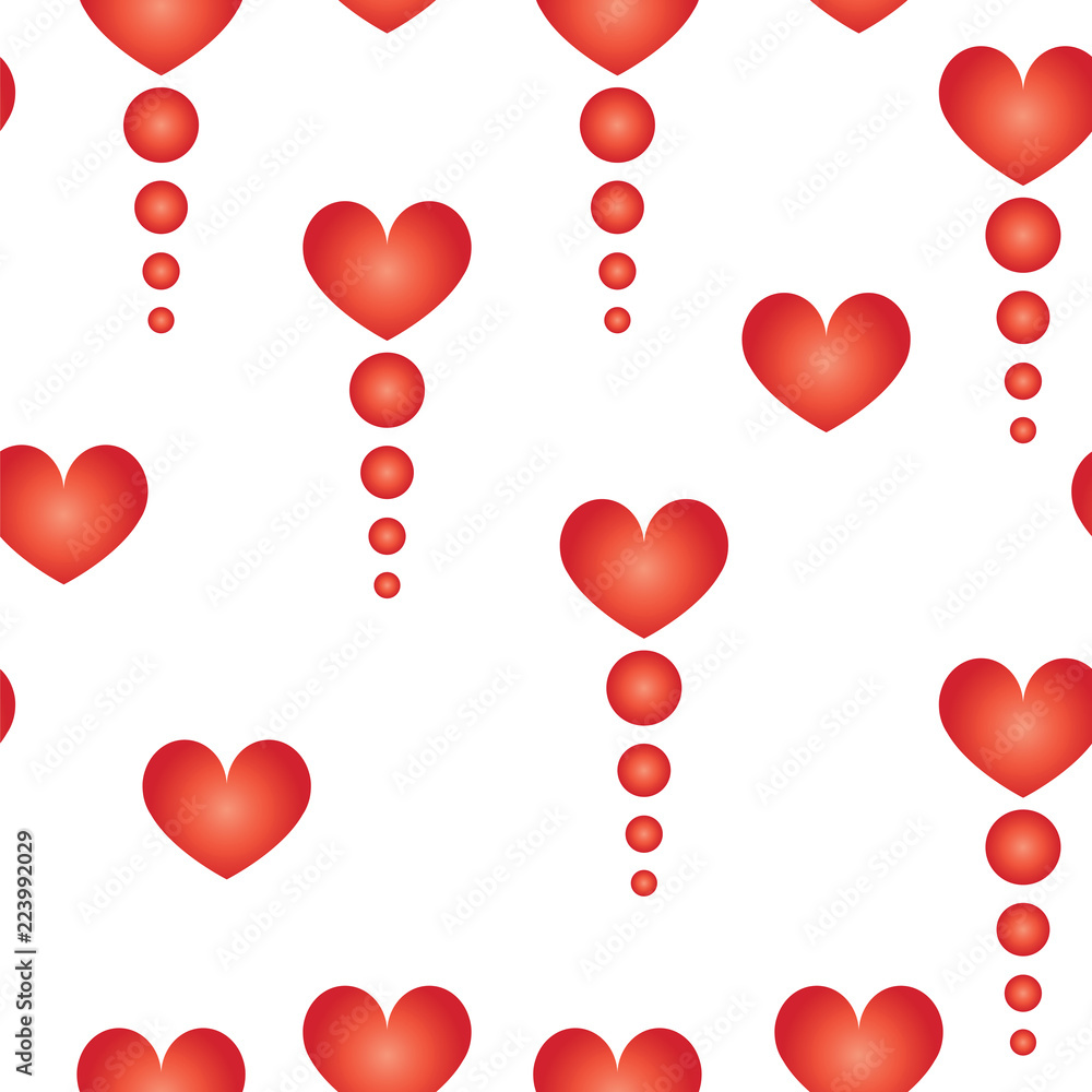 seamless pattern with red hearts and circles vector - Valentines day theme