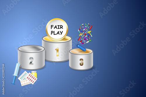Fair play and no drugs in sport concept vector. You can use free place for your text.