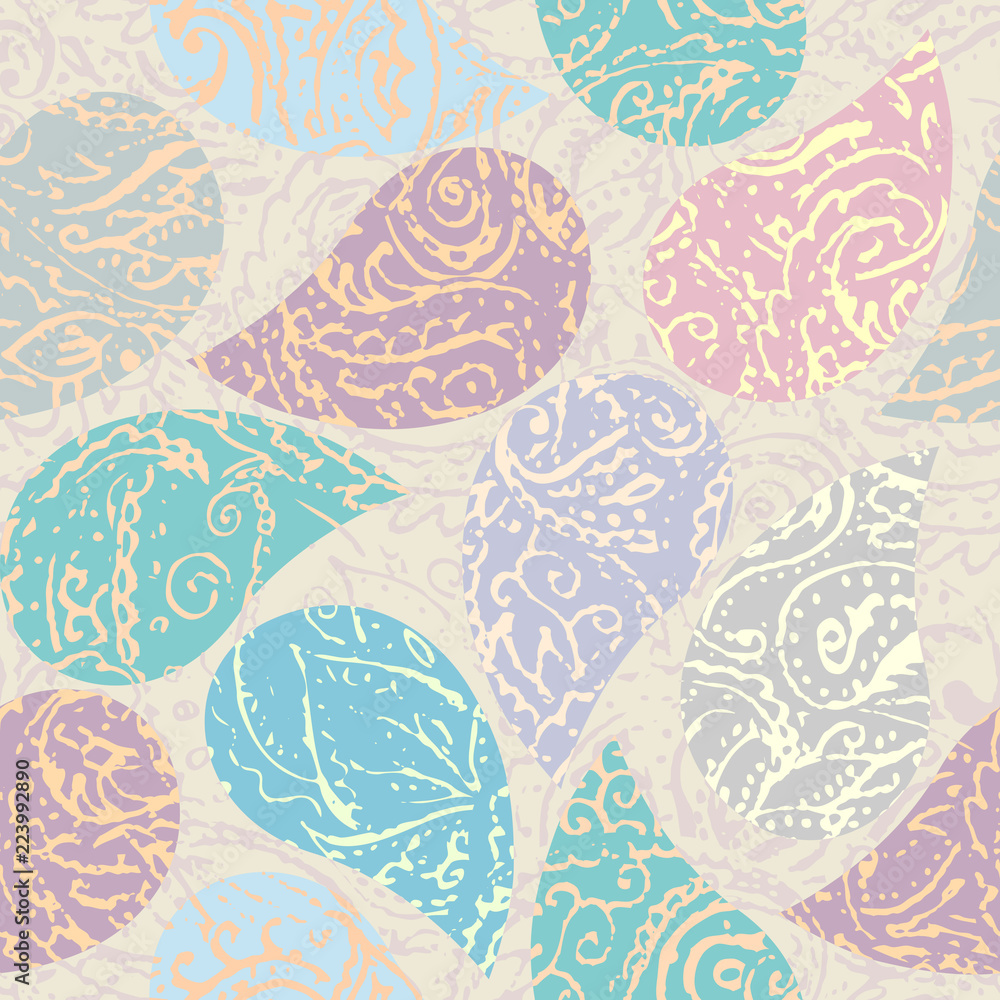 Seamless background pattern. Grunge paisley pattern in collage patchwork style. Ethnic indian style. Seamless background pattern. Grunge paisley pattern in collage patchwork style. Ethnic indian style.