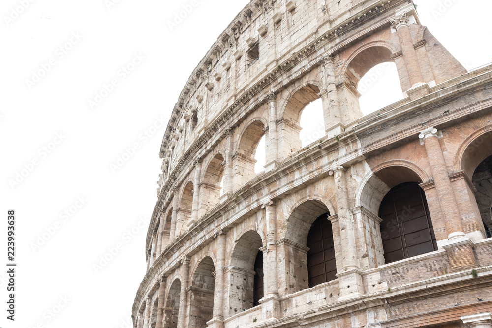 Colosseum in Rome Italy. Isolated on white with free place for your text. 