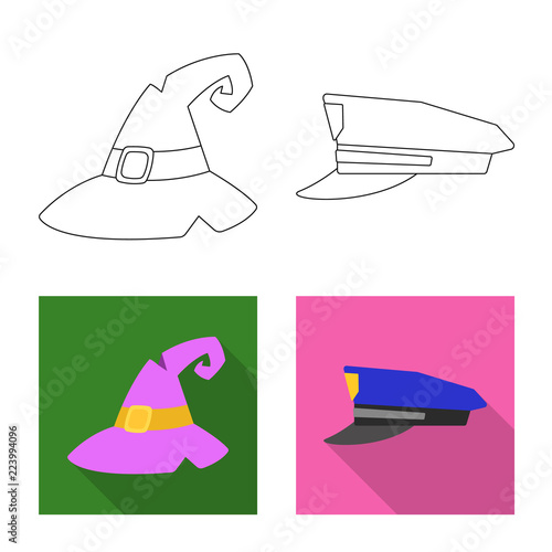 Vector design of headgear and cap logo. Collection of headgear and accessory stock symbol for web.