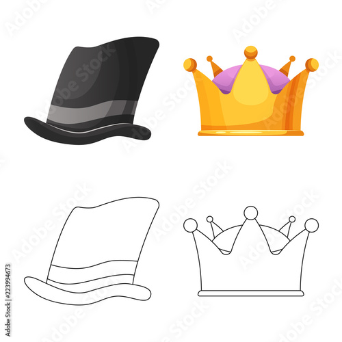 Isolated object of headgear and cap sign. Set of headgear and accessory stock vector illustration.