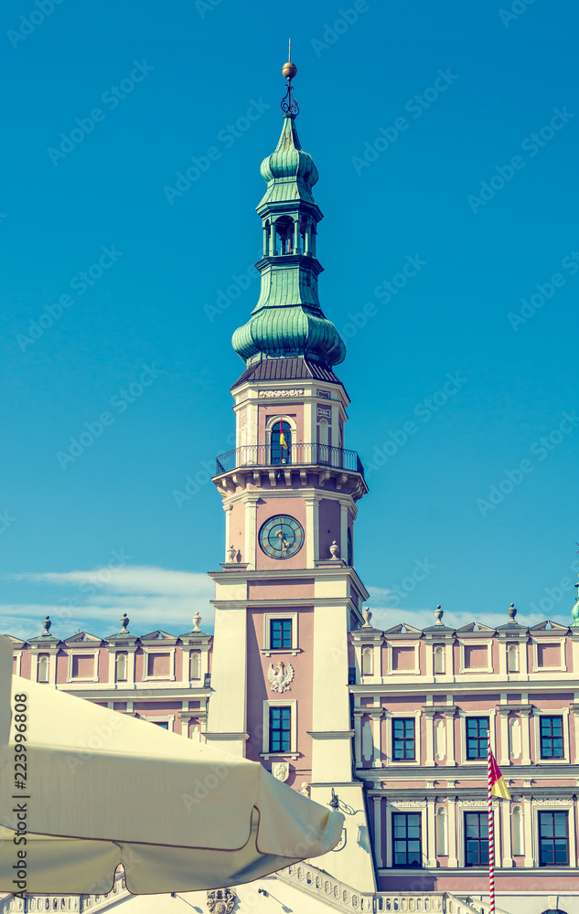 Town Hall, an old medieval building in the city of Zamosc.