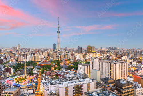 Tokyo  Japan city skyline over Asakusa