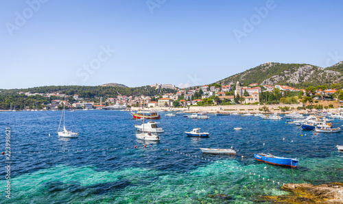 Adriatic sea scenery at Hvar village, Croatia