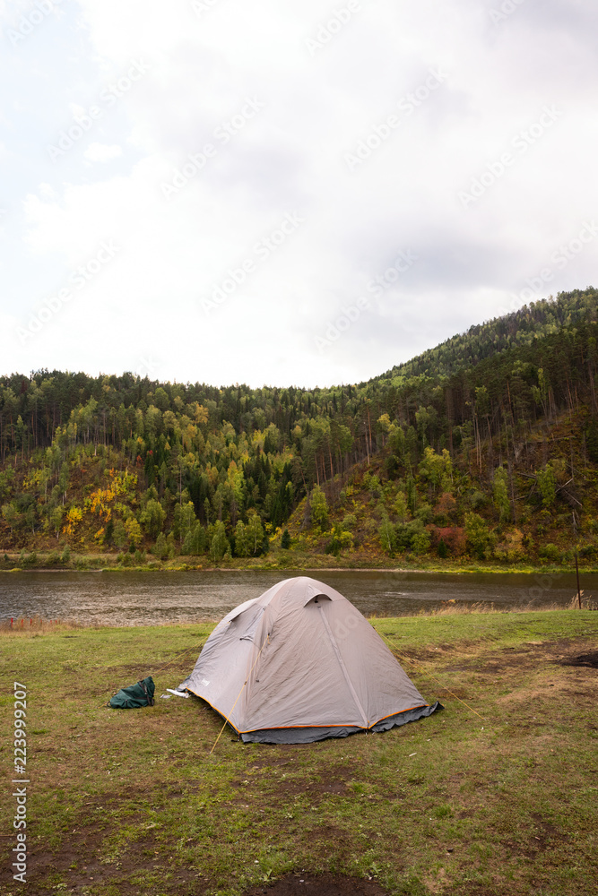 Tent in the wilderness in Siberia