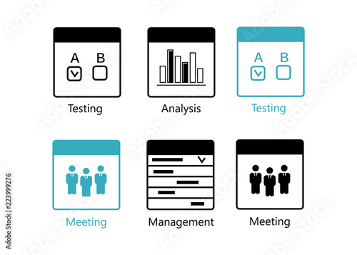 SEO Usability vector icons set. Analysis icons set