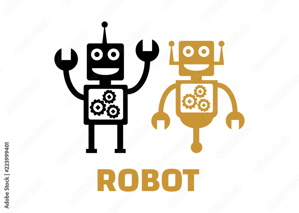 Robot flat icons. Robot pictograms vector illustration