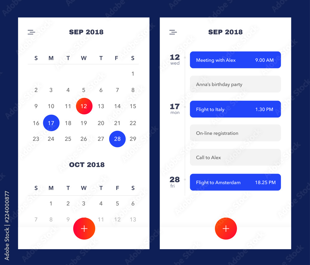 Calendar Application Template With To Do List And Tasks UI UX Design