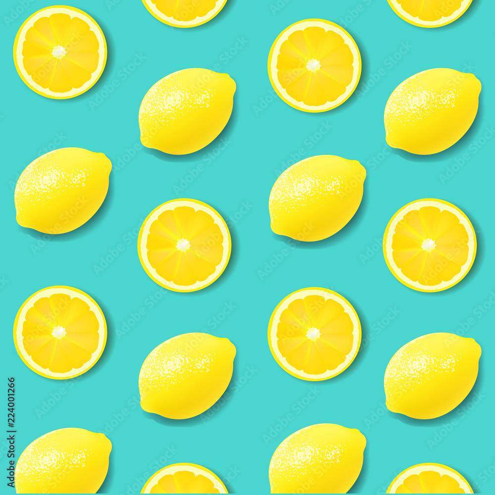 Lemon Poster Isolated Mint Background Lemon Poster Isolated Mint Background