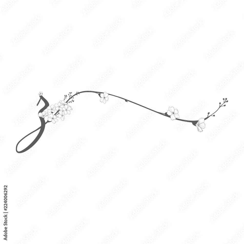 Vector Hand Drawn floral z monogram and logo Vector Hand Drawn floral z monogram and logo