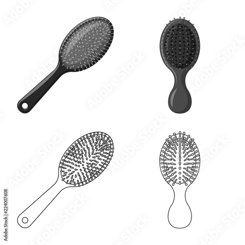 Isolated object of brush and hair logo. Set of brush and hairbrush stock symbol for web.