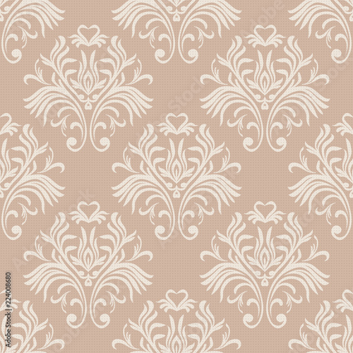 Vintage seamless pattern. Floral ornate wallpaper. Vector damask background with decorative ornaments and flowers in Baroque style. Luxury endless texture.