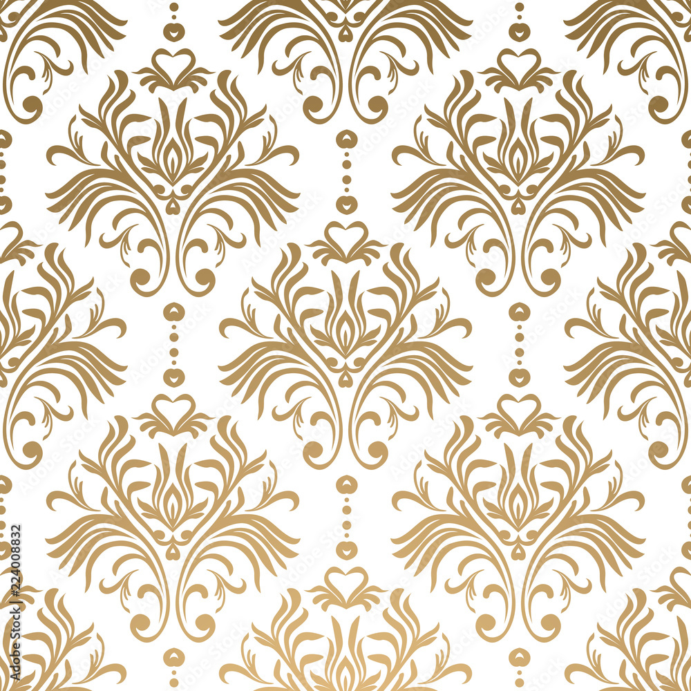 Vector floral damask pattern. Rich ornament, old Damascus style. Royal victorian seamless pattern for wallpapers, textile, wrapping, wedding invitation. EPS10 Vector floral damask pattern. Rich ornament, old Damascus style. Royal victorian seamless pattern for wallpapers, textile, wrapping, wedding invitation. EPS10