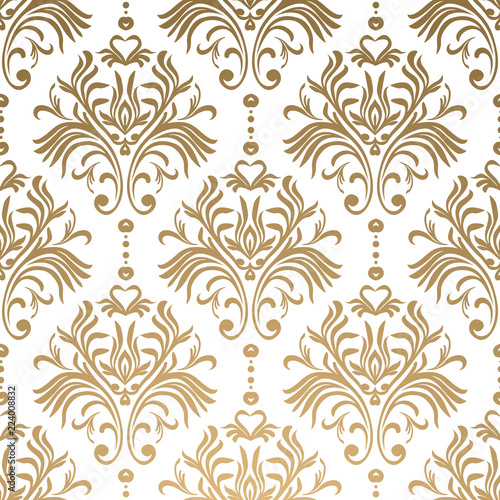 Vector floral damask pattern. Rich ornament, old Damascus style. Royal victorian seamless pattern for wallpapers, textile, wrapping, wedding invitation. EPS10