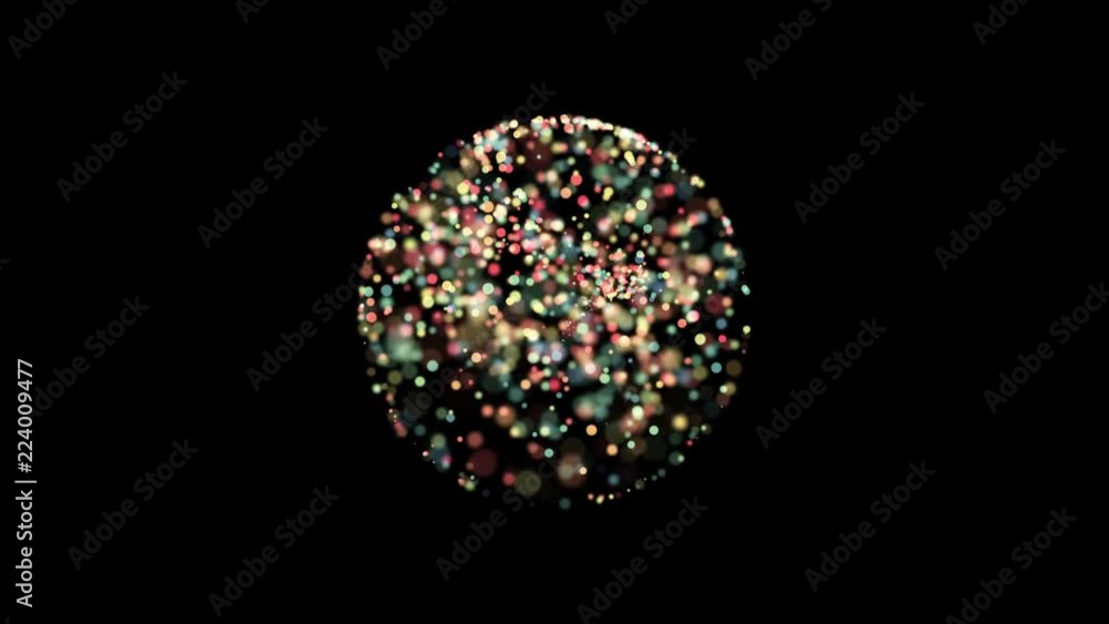 slow motion of dots in 3D spherical container slow motion of dots in 3D spherical container