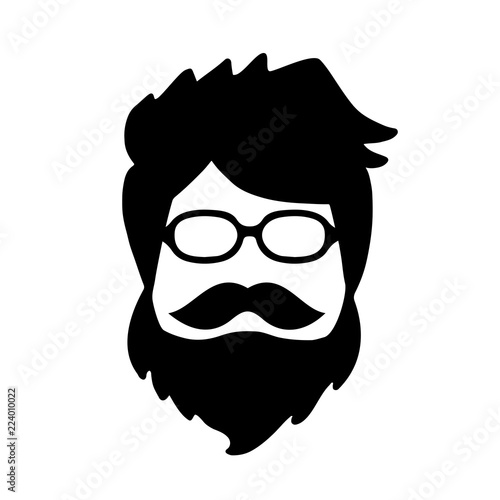 The Barber. Handsome man with beard and mustache. Barber shop symbol. Male with moustache. Man face. Beard and moustache silhouette isolated on white background