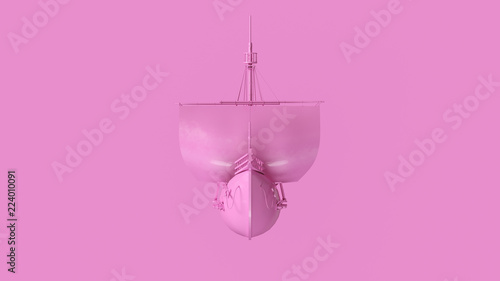 Pink Pirate Ship 3d illustration 3d rendering