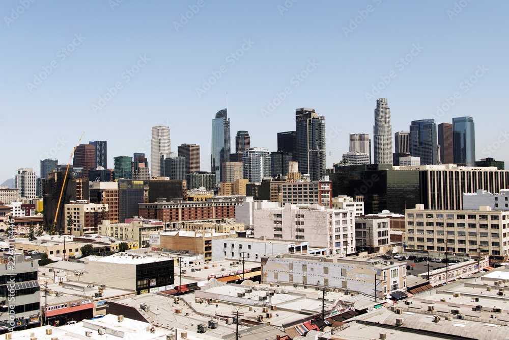 A rare view of city of downtown Los Angeles, California