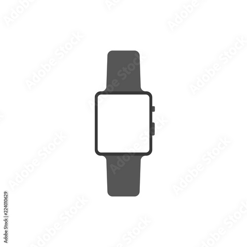 Isolated vector rectangular smartwatch with two buttons and strap. Mock-up illustration of rectangular smartwatch. EPS10 compatible