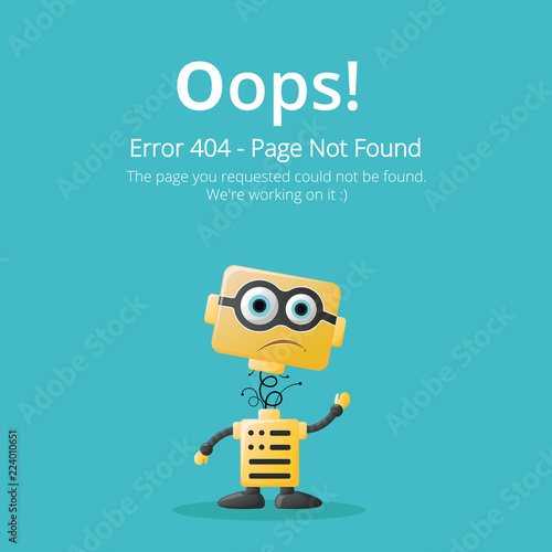 Error 404 page layout vector design. Website 404 page creative concept. The page you requested could not be found. Oops 404 error page. 