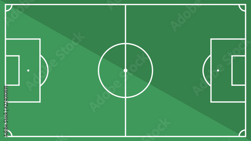 Top view of football field with shadow illustration. Vector of soccer ground background