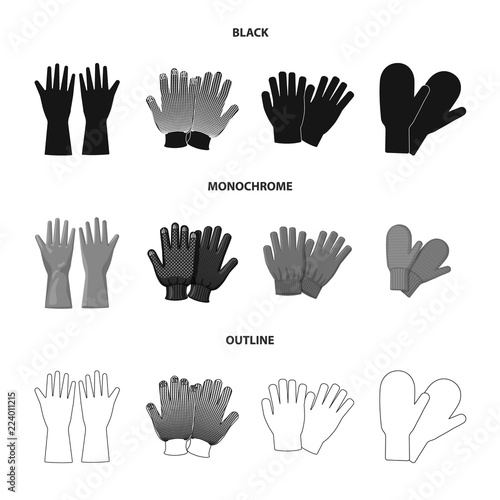 Vector design of glove and winter icon. Set of glove and equipment vector icon for stock.
