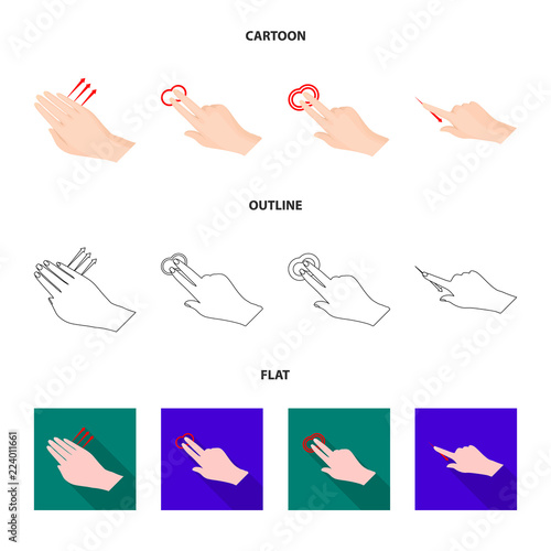 Vector illustration of touchscreen and hand symbol. Collection of touchscreen and touch vector icon for stock. © Svitlana