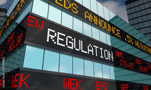 Regulation Stock Market Oversight Rules Laws Trading Ticker 3d Illustration