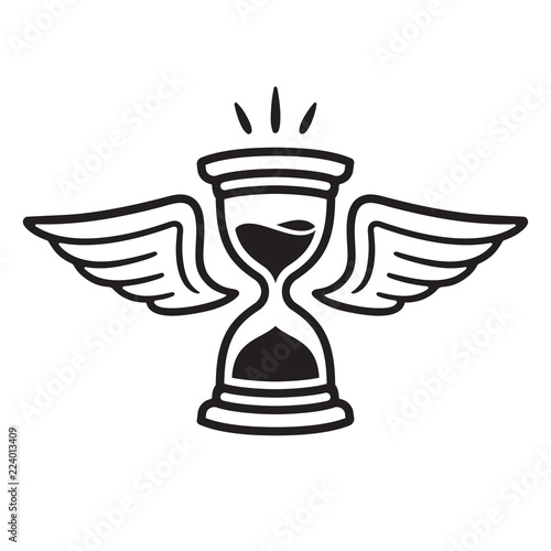 Time flies hourglass with wings