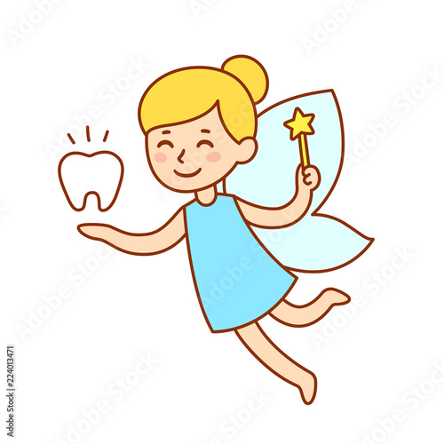 Cute cartoon tooth fairy