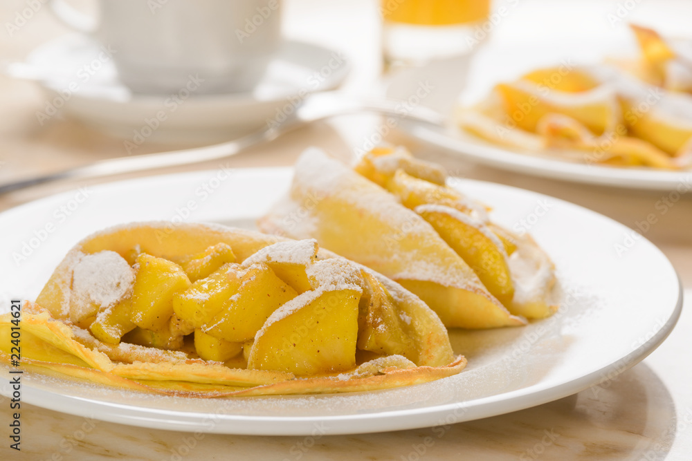 Pancakes with apple cinnamon filling Pancakes with apple cinnamon filling
