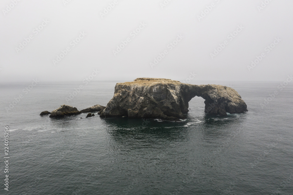 Natural Arch and Sea Stack Off Sonoma Coast in Northern California