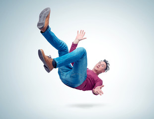 Situation, the man is falling. Concept of an accident