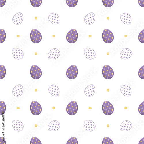 Purple easter egg seamless pattern background - Vector
