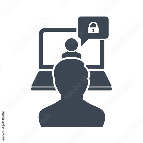 Online Consulting icon, Business Consulting, Business concept icon with padlock sign. Online Consulting icon and security, protection, privacy symbol