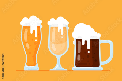 Stylized beer glass. Flat icon.