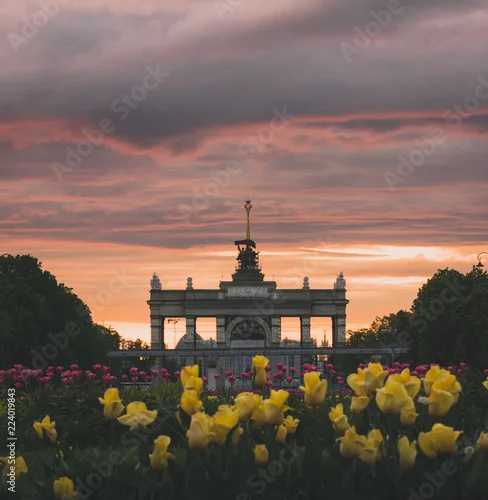 Obraz zachód słońca w VDNKh