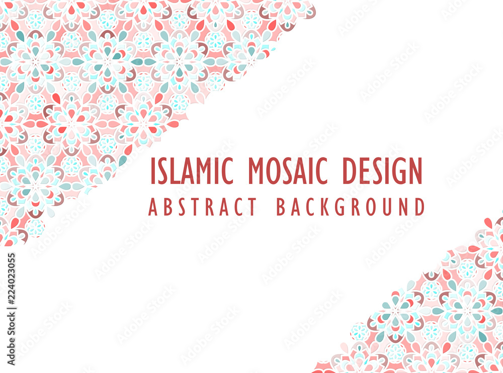 Abstract background in Arabian style. Islamic mosaic design. Abstract background in Arabian style. Islamic mosaic design.