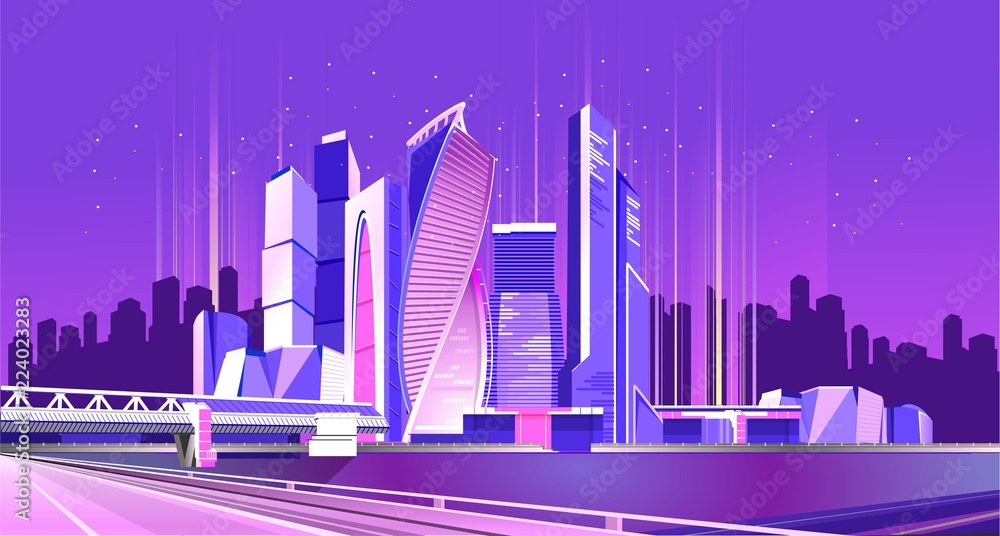 Moscow city neon