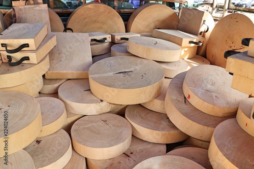 Wooden chopping board at market