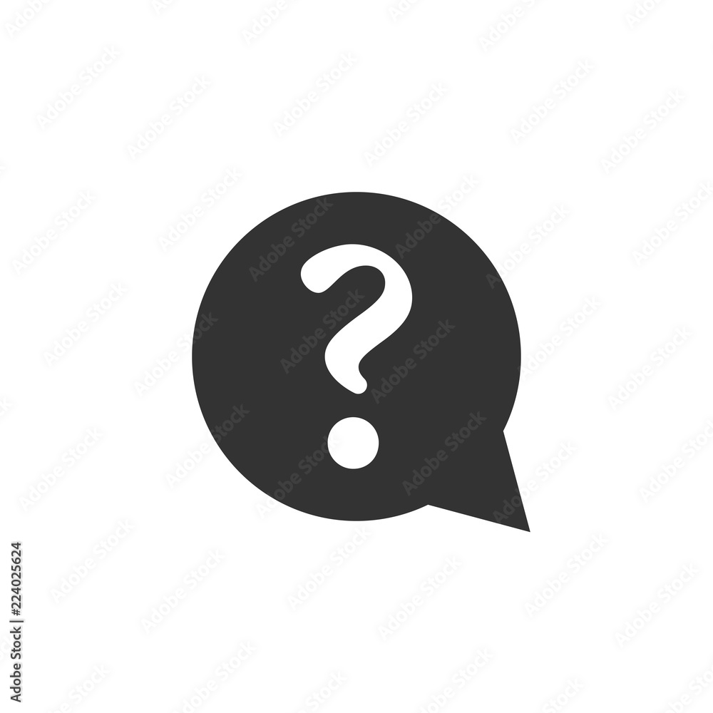 Question mark icon in flat style. Discussion speech bubble vector illustration on white isolated background. Question business concept. Question mark icon in flat style. Discussion speech bubble vector illustration on white isolated background. Question business concept.