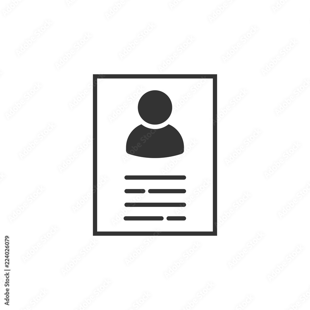 Resume icon in flat style. Contract document vector illustration on white isolated background. Resume business concept. Resume icon in flat style. Contract document vector illustration on white isolated background. Resume business concept.