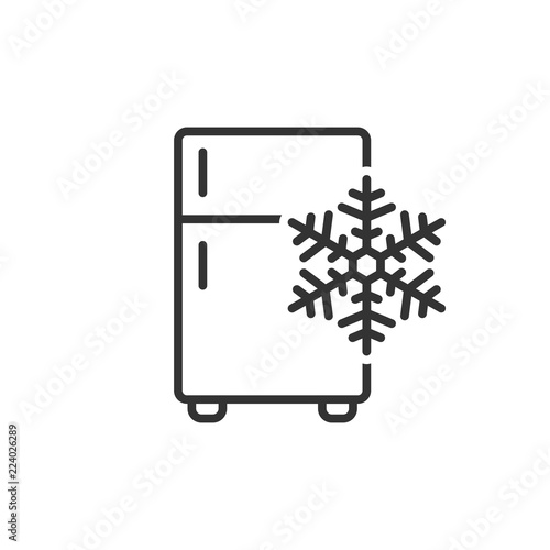 Fridge refrigerator icon in flat style. Freezer container vector illustration on white isolated background. Fridge business concept.